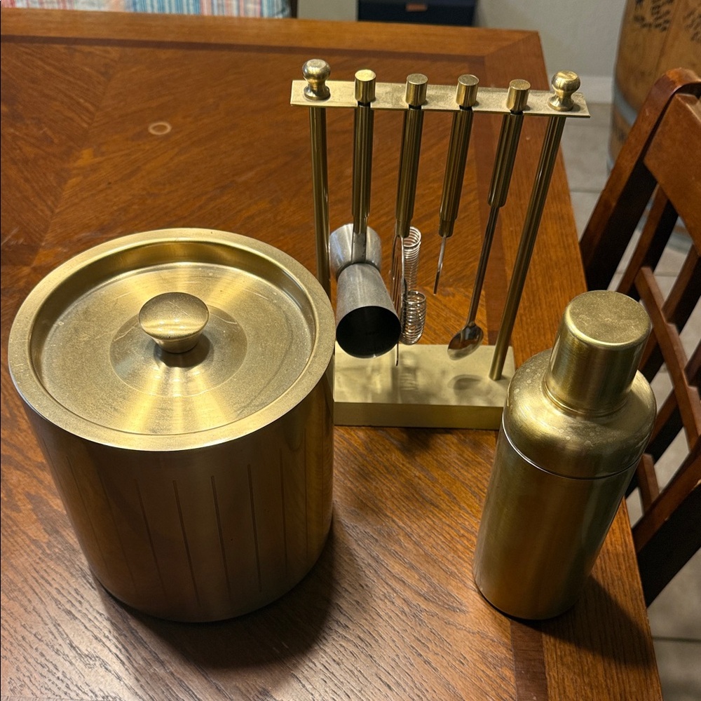 Project 62 Home Bar Set - Ice Bucket, Cocktail Shaker & Tool Stand